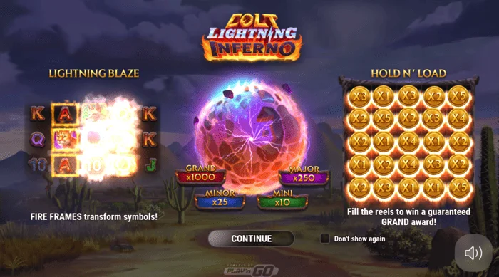 Écran principal de Colt Lightning Inferno